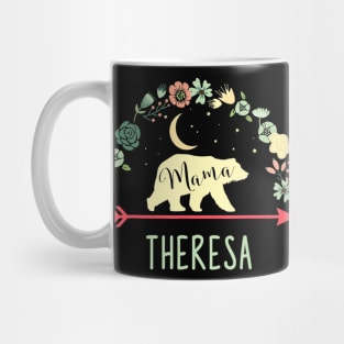 Theresa Name Gift Floral Personalized Mama Bear Mug